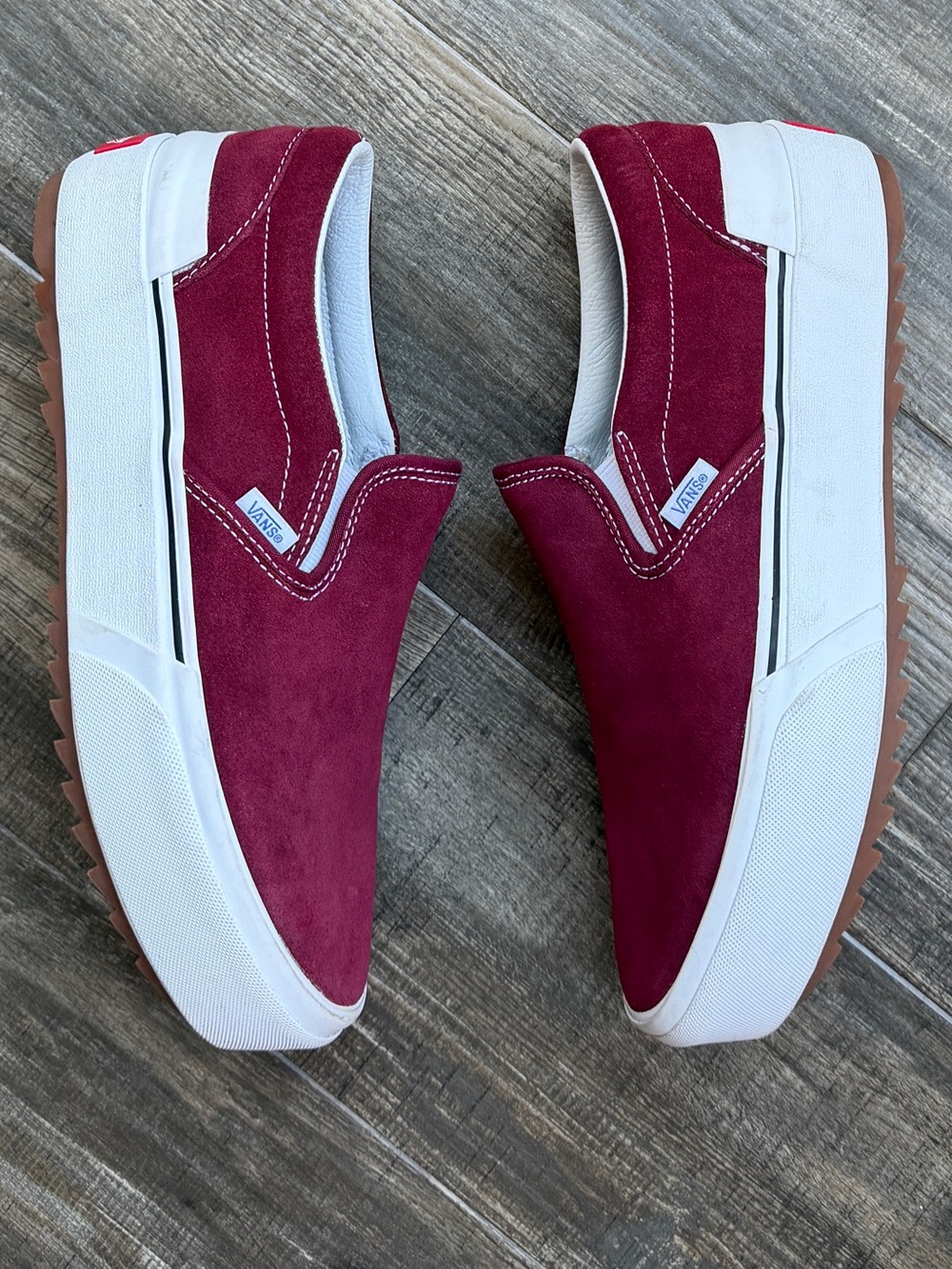 Vans classic slip on stacked suede pomegranate/ true white mens 9.5 - Picture 2 of 5